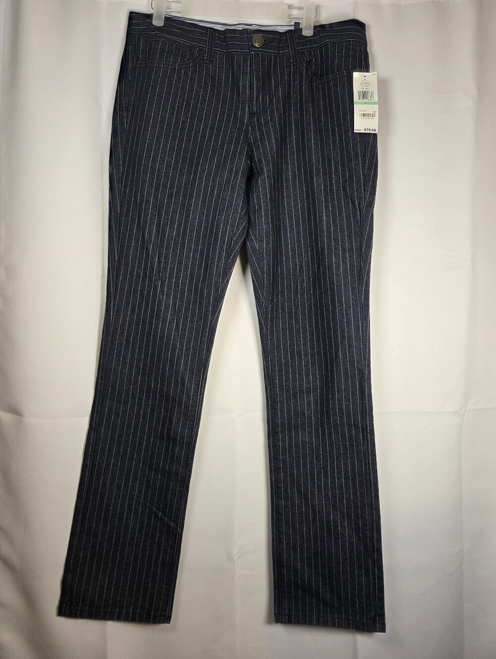 Tommy Hilfiger NEW Modern Straight Leg Pin Stripe Denim Blue Jeans Women's 8